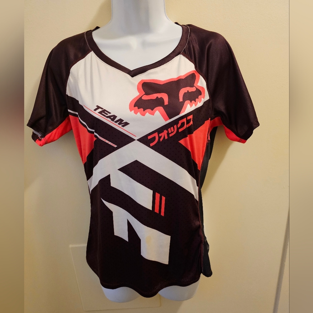 Fox Racing Lynx Short Sleeve V-Neck Plum White Jersey, Large